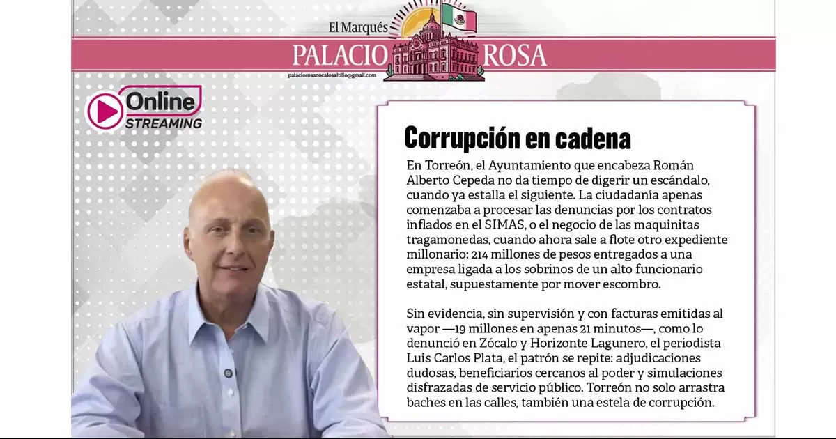 En TorreÃ³n, el Ayuntamiento que encabeza RomÃ¡n Alberto Cepeda no da tiempo de digerir un escÃ¡ndalo, cuando ya estalla el siguiente