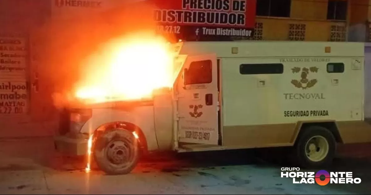 Se incendia camión de valores en bulevar revolución de Torreón