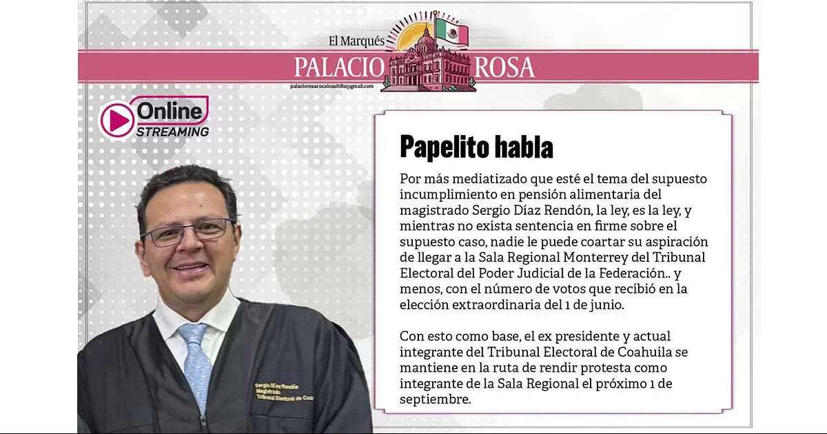 Por mÃ¡s mediatizado que estÃ© el tema del supuesto incumplimiento en pensiÃ³n alimentaria del magistrado Sergio DÃ­az RendÃ³n, la ley, es la ley
