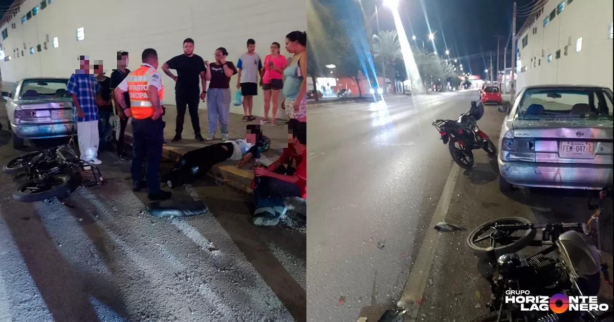 Motociclistas de 14 años impactan auto estacionado en Torreón