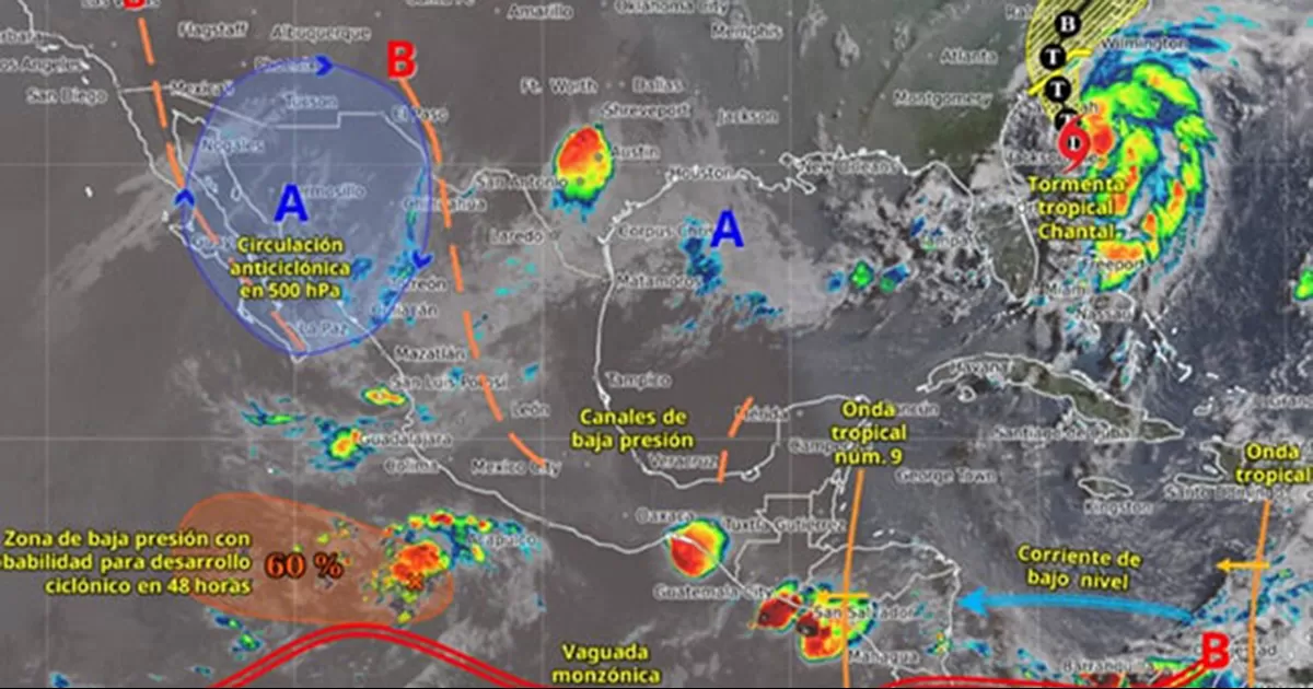 Monzón y posible ciclón causarán lluvias fuertes en Coahuila y 18 estados más este fin de semana