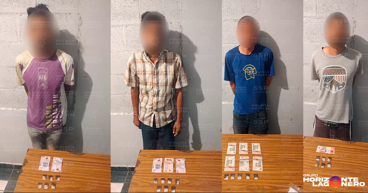 Policía Estatal detiene a cuatro hombres con droga en Gómez Palacio